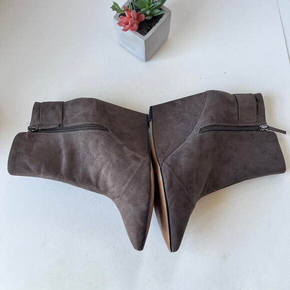 Zara Trafaluc Y2K Wedge Womens Ankle Boot 8.5 Faux Suede Neutral Edgy Streetwear - Picture 5 of 14